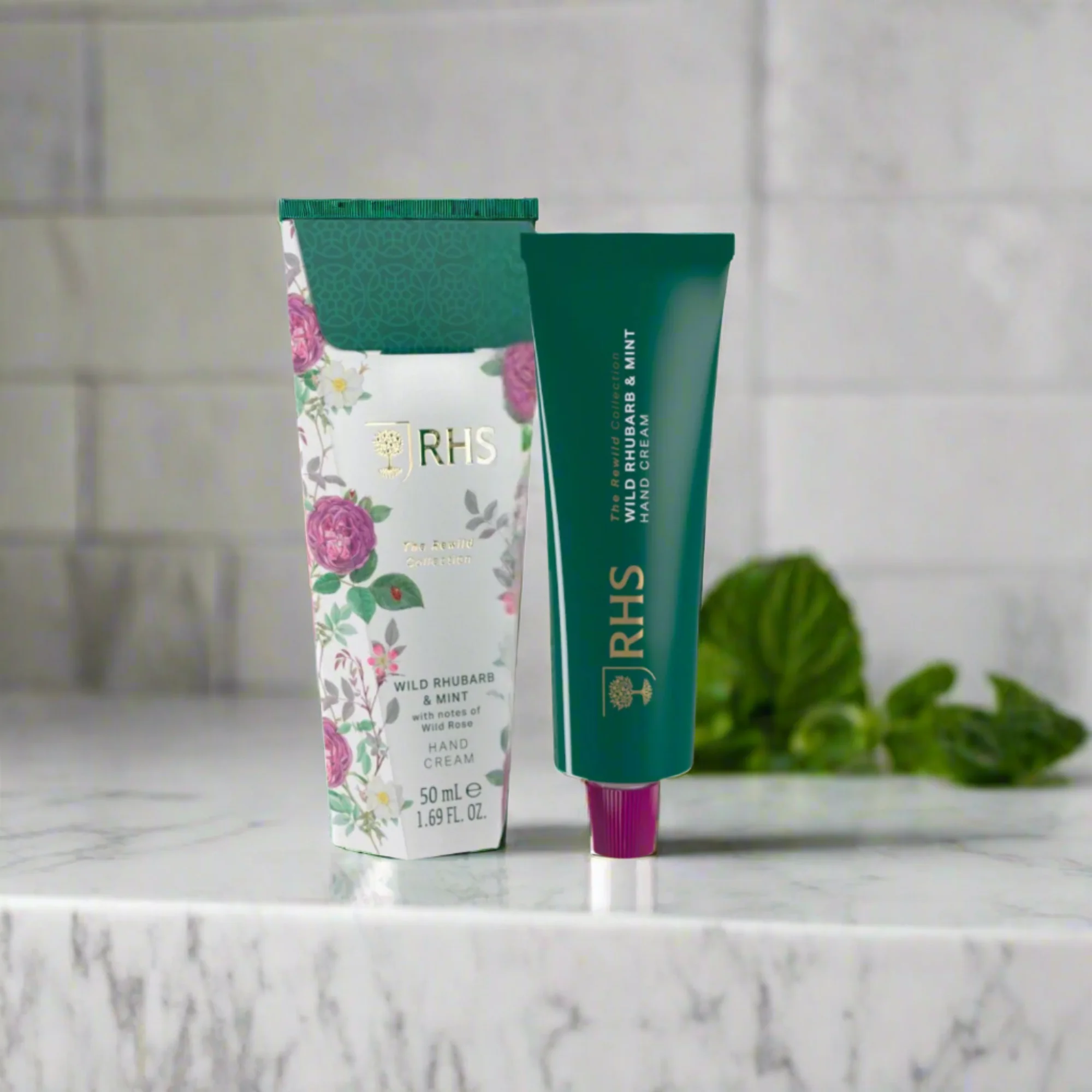 RHS Rewild Rhubarb and Mint Hand Cream 50ml - Image 2