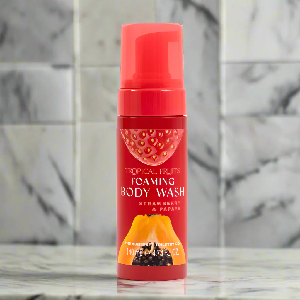 Tropical Fruits Strawberry and Papaya Foaming Body Wash 140ml - Image 2